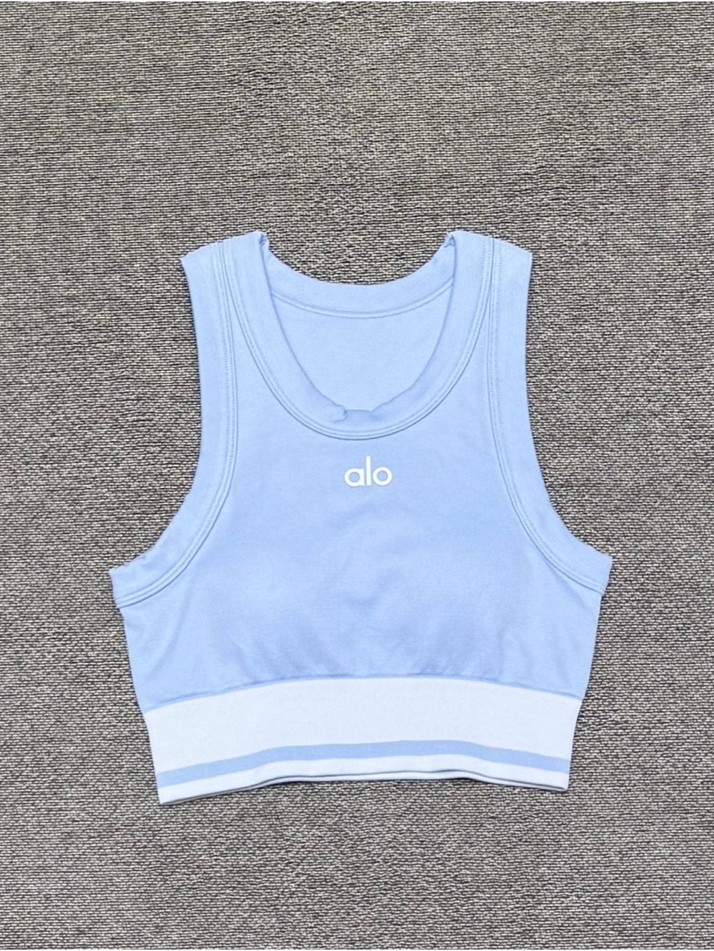 ALO Yoga Light Blue Ribbed Tank Top - Picture 2 of 5